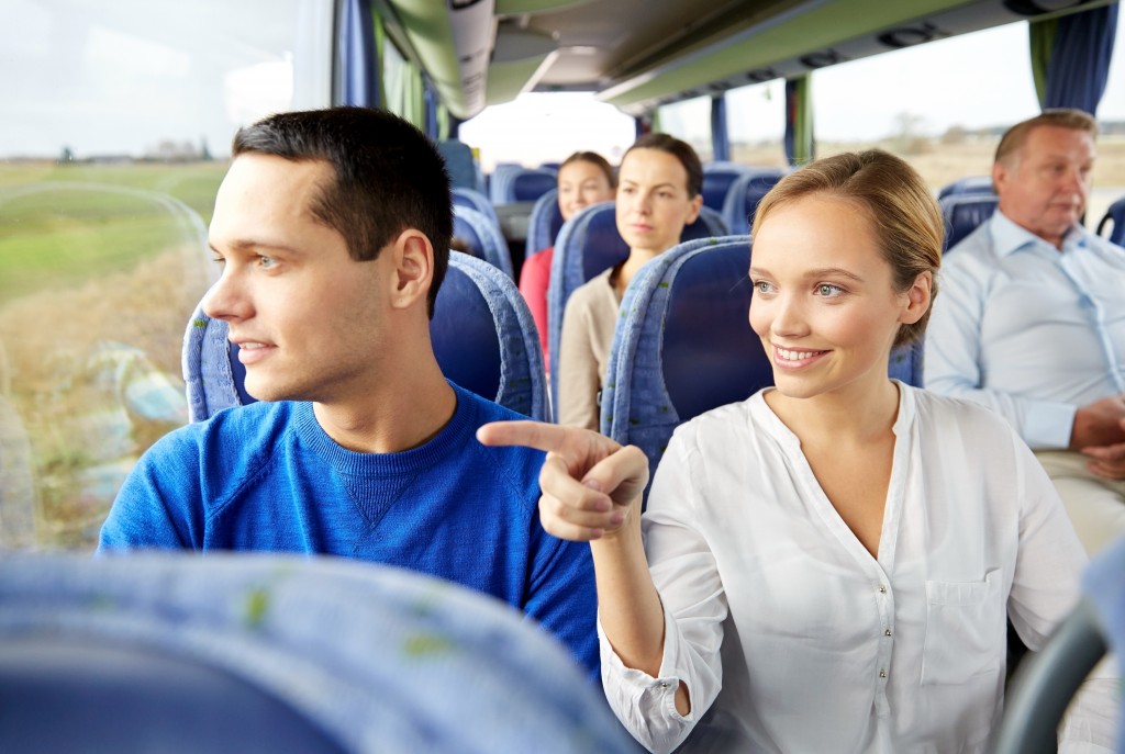 travellers insude the bus