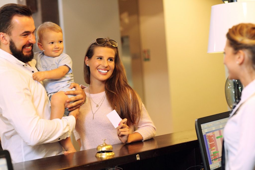 family in a hotel