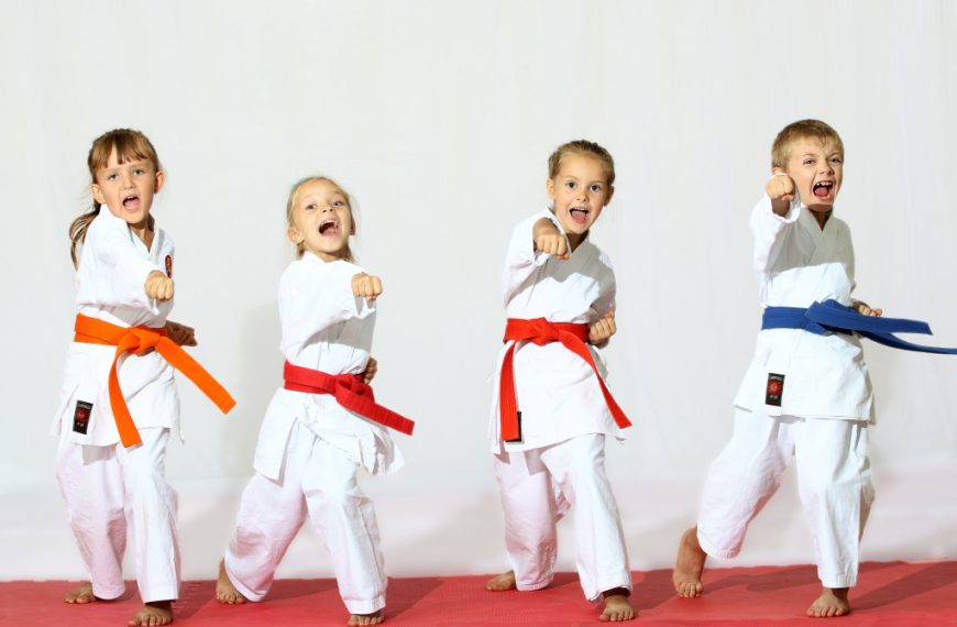 little kids in a karate class